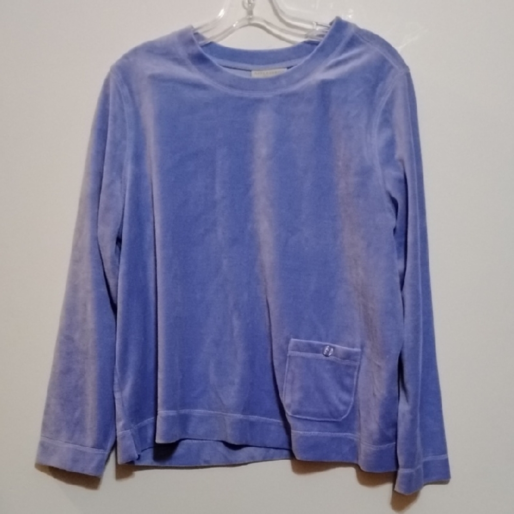 Appleseed's Petites Soft Lavender Velour Top Long Sleeves PL